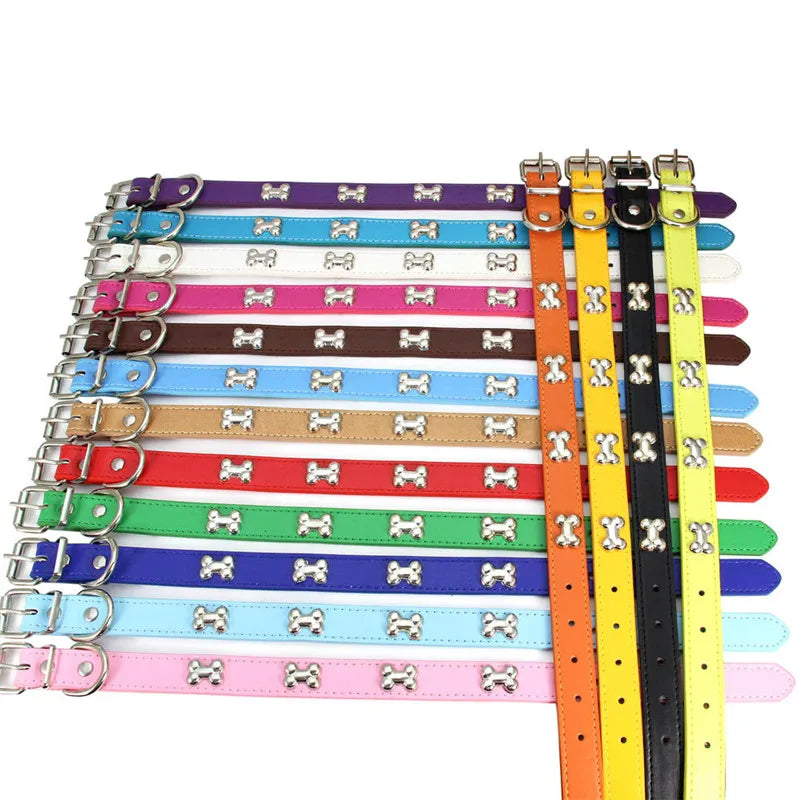 Bone Leather Durable Pet Dog Collar
