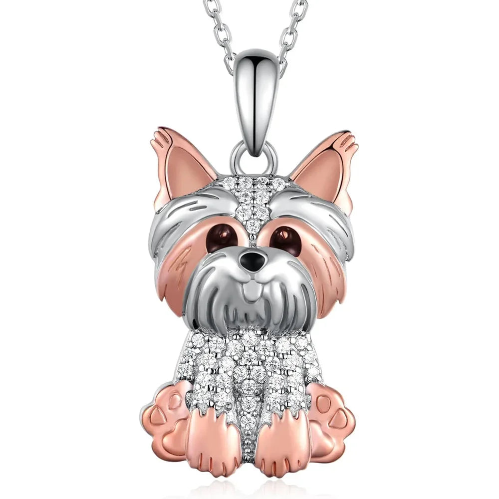 Cute Yorkshire Dog Pendant Necklace in Zinc Alloy + Comes in Several Colors