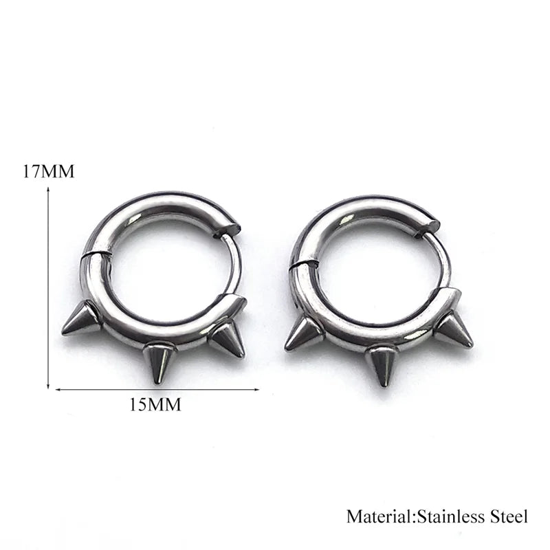 Punk Spike Rivet Goth Hoop Stainless Steel Earrings Collection