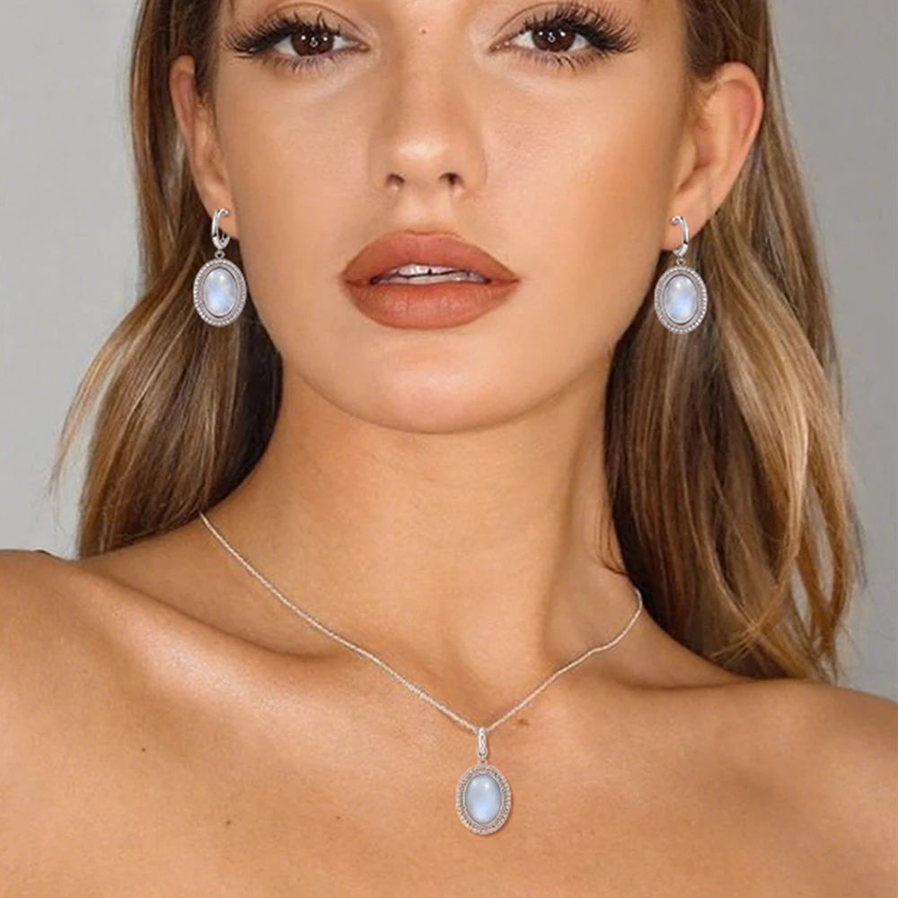 925 Sterling Silver Natural Moonstone Pendant