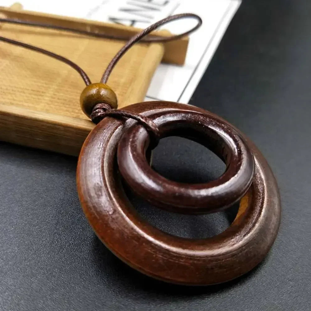 Retro Wooden Pendant Aluminum Alloy Chain Necklace Selection