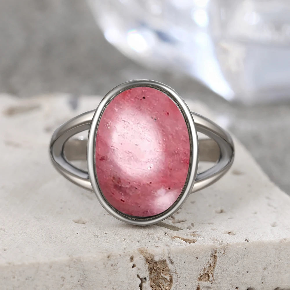 925 Sterling Silver Ring Natural 8-10mm Moonstone Ring