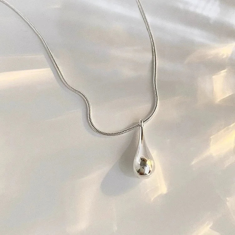 925 Sterling Silver Teardrop Minimalist Necklace