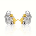 Two Tone Girl & Dog Hug Jewelry Set: Necklace & Earrings, Zinc Alloy