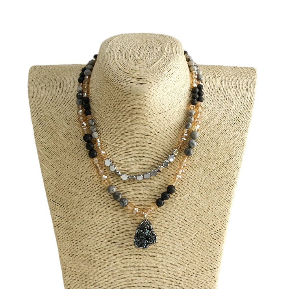 Boho Western Natural Stone Beads Necklace 45 cm