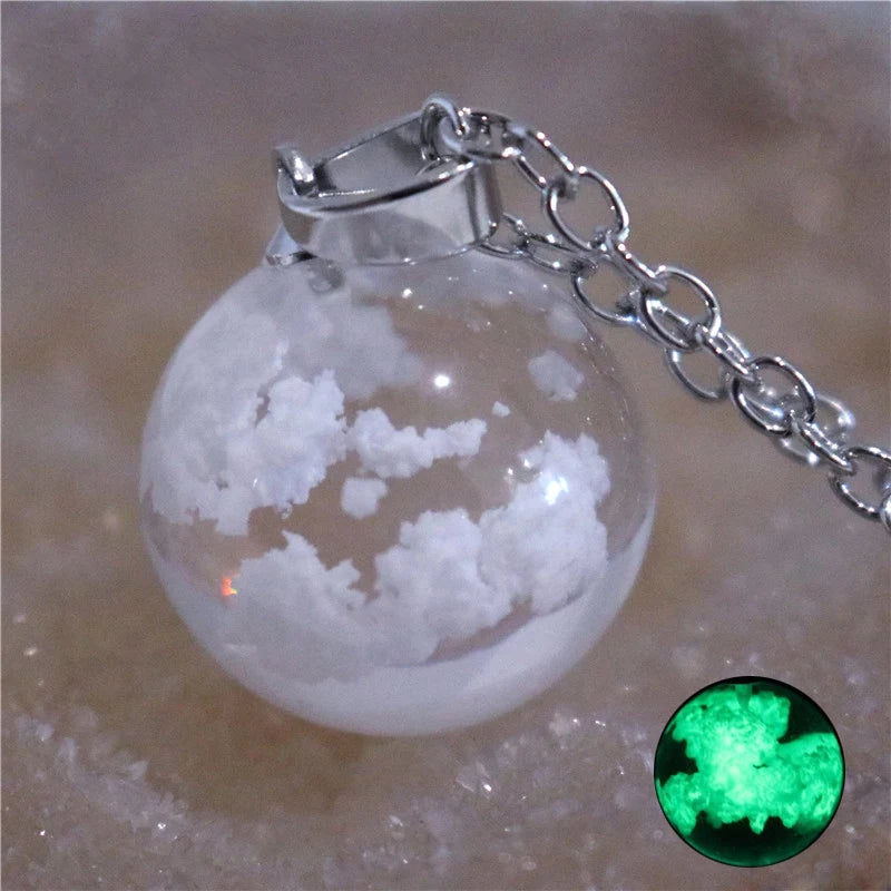 Transparent Resin Ball with Clouds Pendant Necklace in Zinc Alloy - More Styles: Half Moon, Bird