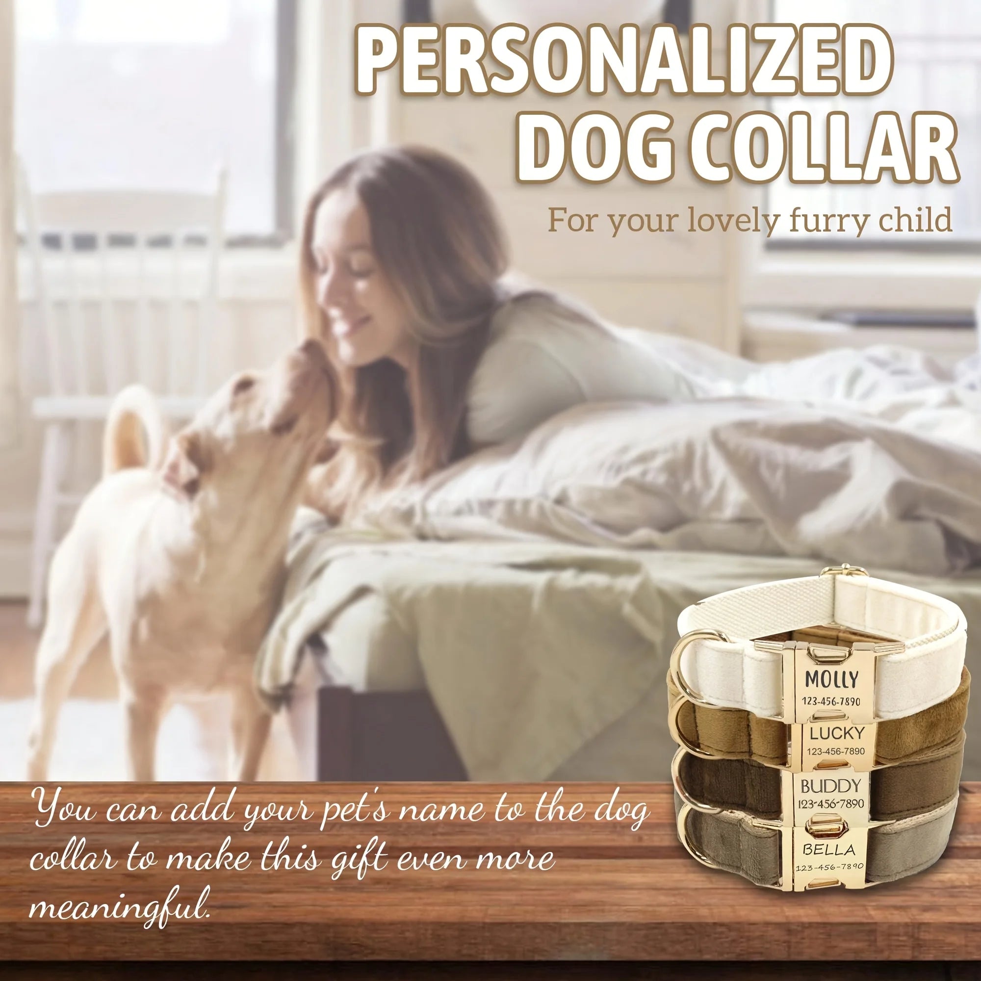 Soft Faux Leather Adjustable Pet Collar - Customize, Engrave, Name Tag, ID Necklace