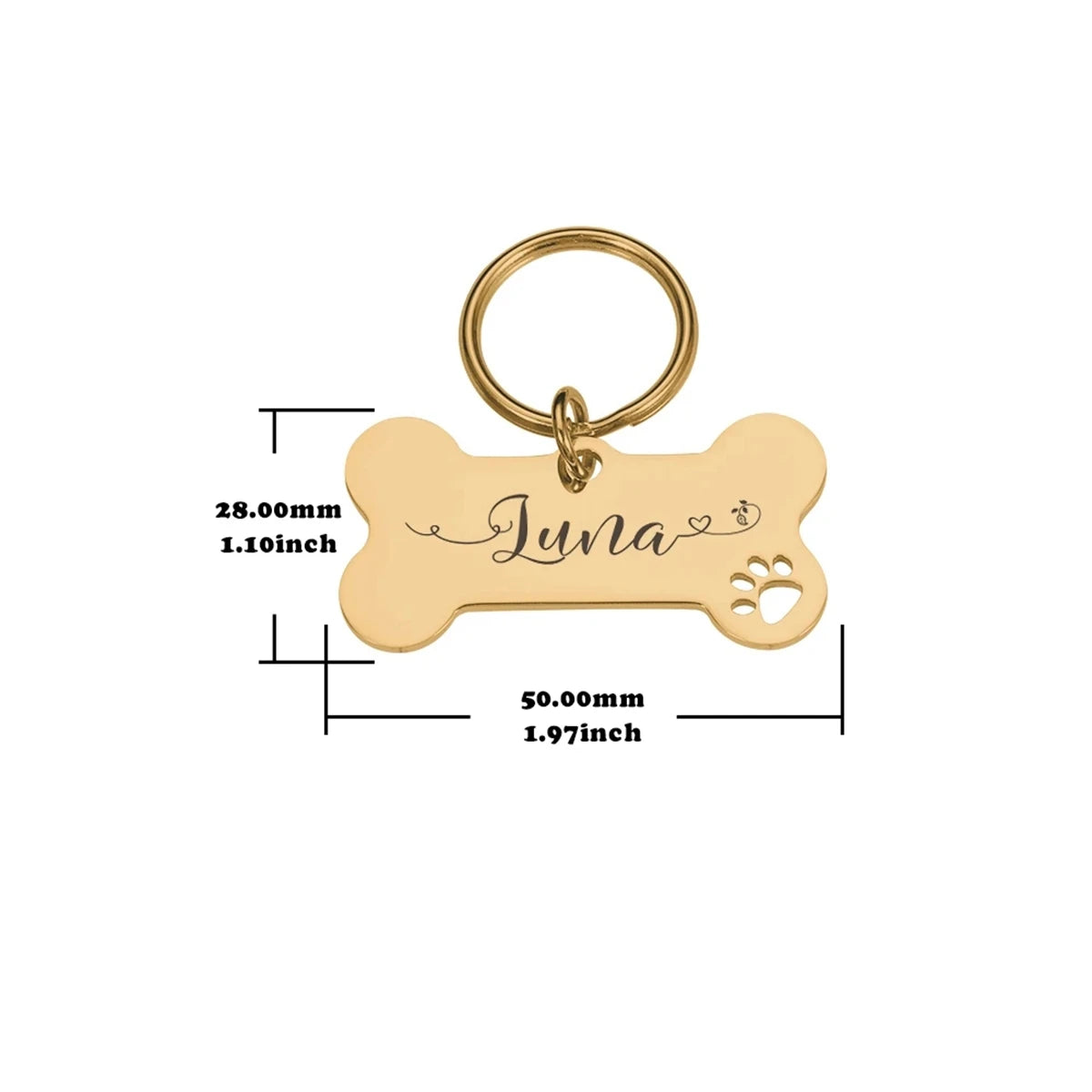Metal Personalized Bone Shaped Dog ID Tag - 4 Colors, Customize, Engrave