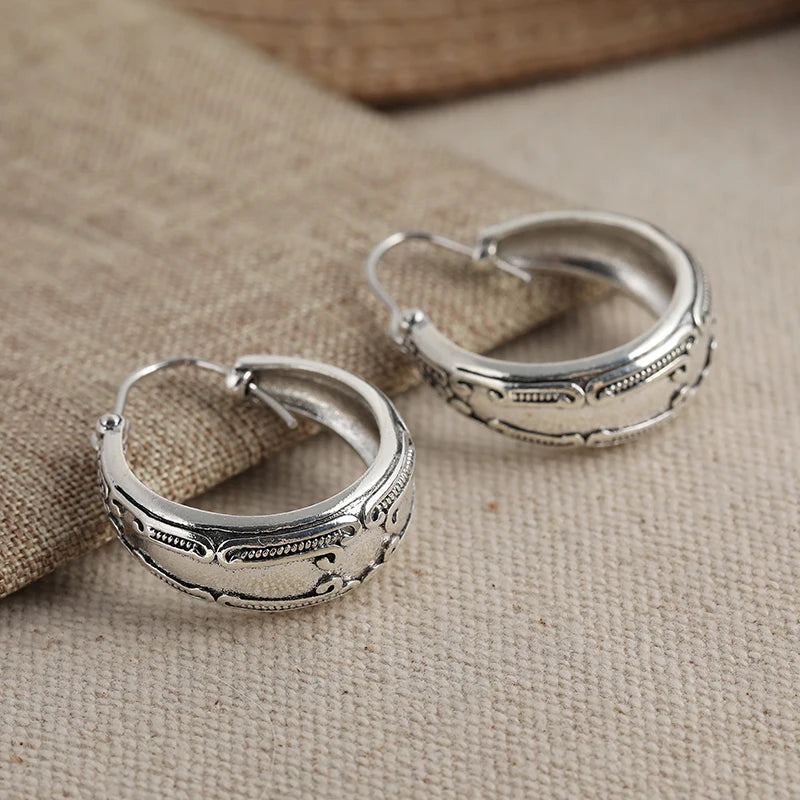 Antique Inspired Boho Hoop Zink Alloy Earrings