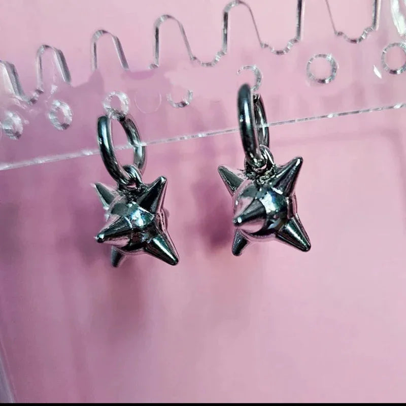 Goth Spiked Huggie Earrings – Morning Star Punk Hoops