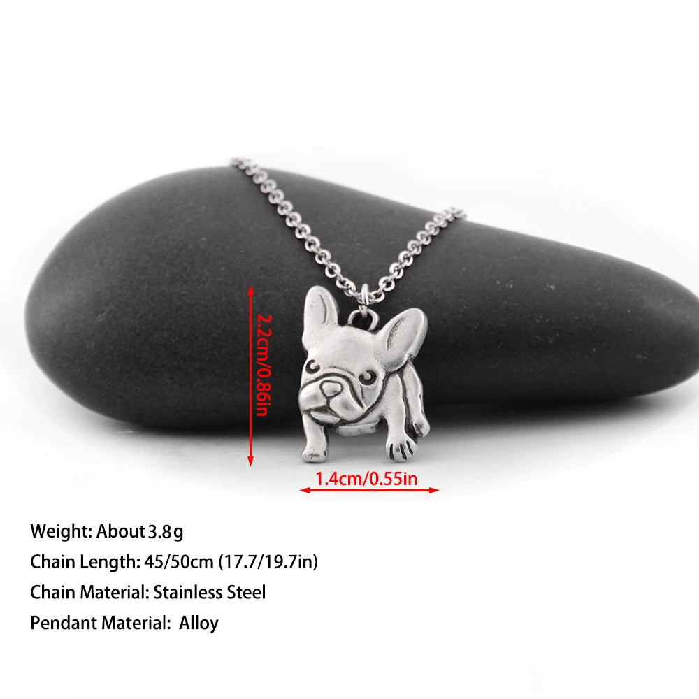 Stainless Steel French Bulldog Dog Pendant Necklace Pendant