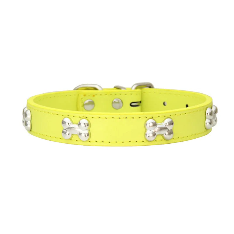 Bone Leather Durable Pet Dog Collar