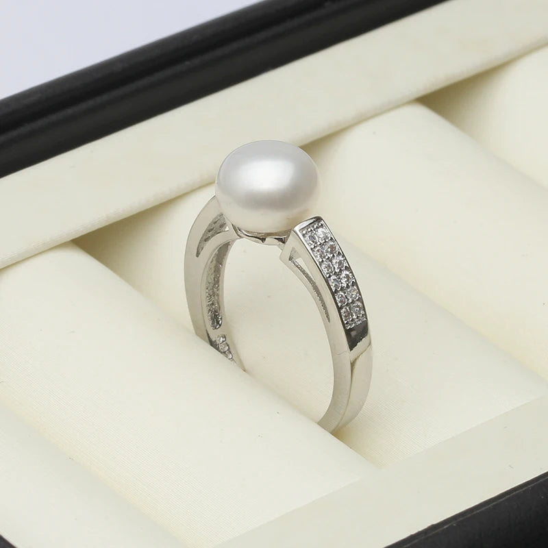 Genuine Freshwater Pearl Adjustable Ring in 925 Sterling Silver