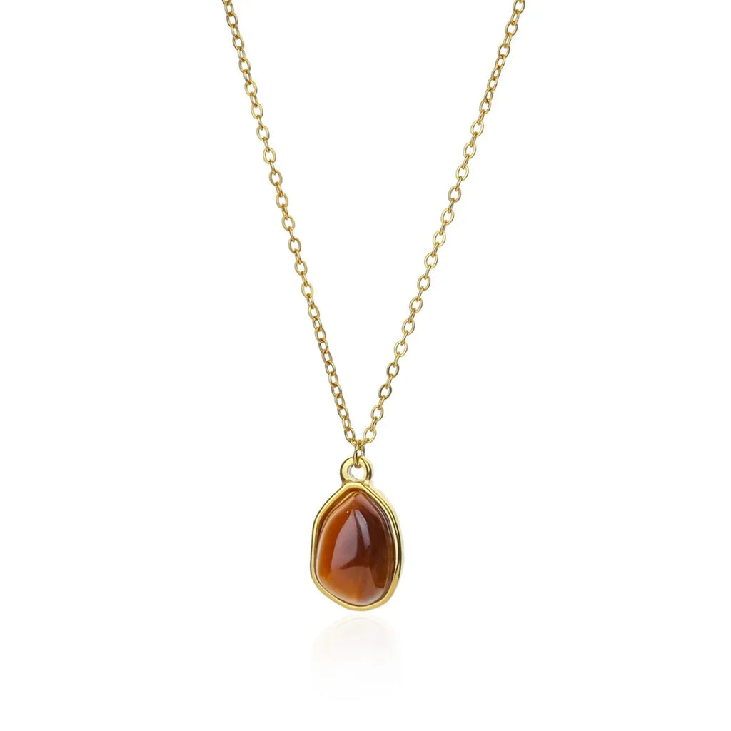 Opal Stone Pendant Stainless Steel Necklace