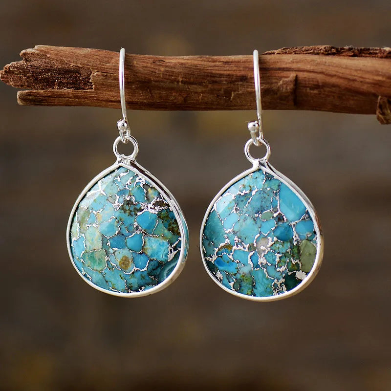 Teardrop Turquoise Cooper Earrings