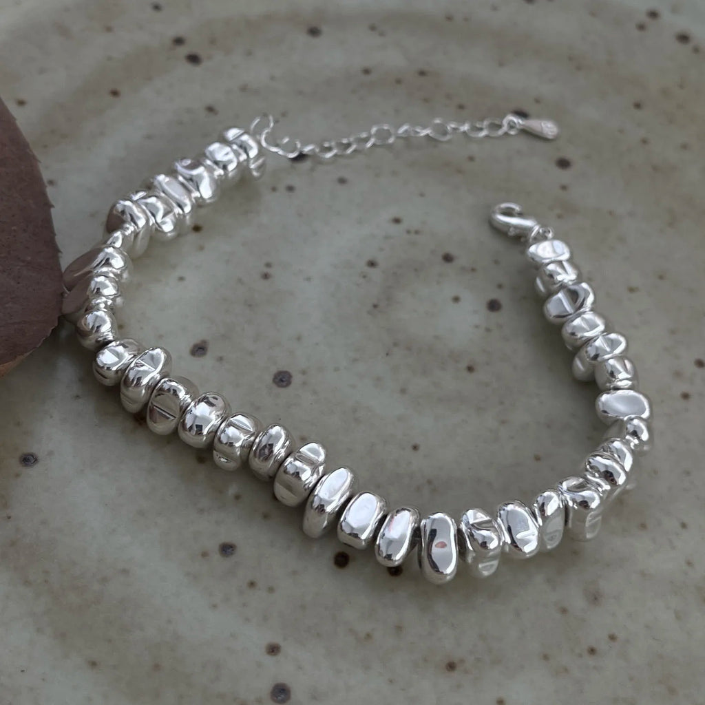 925 Sterling Silver Uneven Bead Bracelet