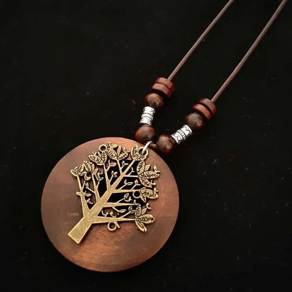 Retro Wooden Pendant Aluminum Alloy Chain Necklace Selection