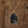 Natural Healing Crystal Pendant Copper Chain Necklace - Choose Your Stone