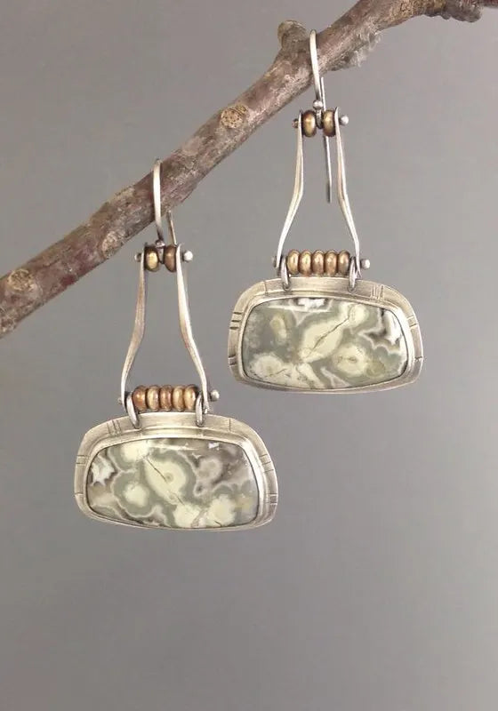 Selection of Very Unusual Boho Stone Asymmetric Dangle Alloy Earrings