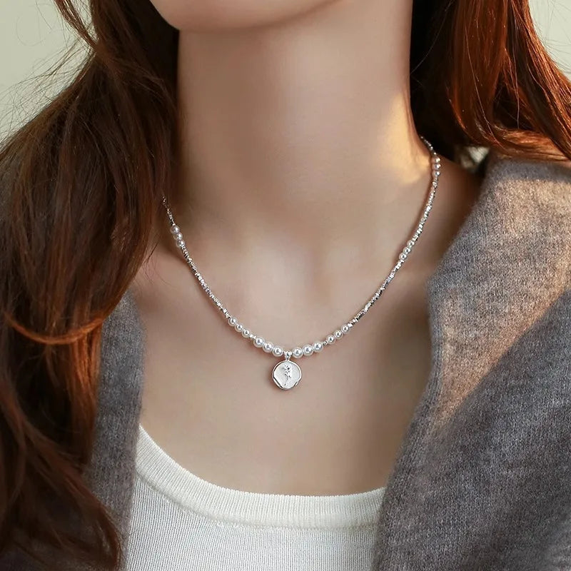 925 Sterling Silver Pearl Pendant Necklace