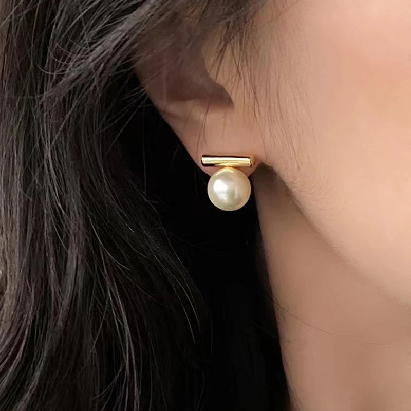 Faux Pearl Pendant Copper Alloy Earrings - White, Gray, Brown Pearl
