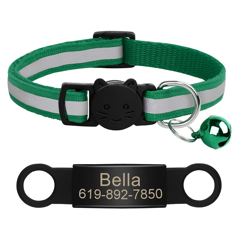 Reflective Fabric Pet Collar with Engravable ID Tag