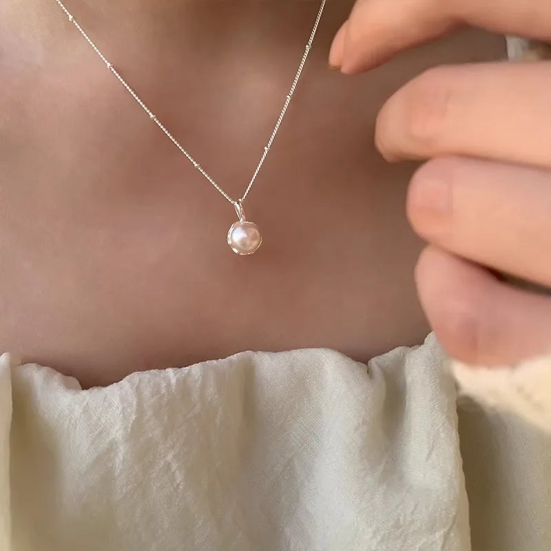 925 Sterling Silver Pearl Pendant Necklace