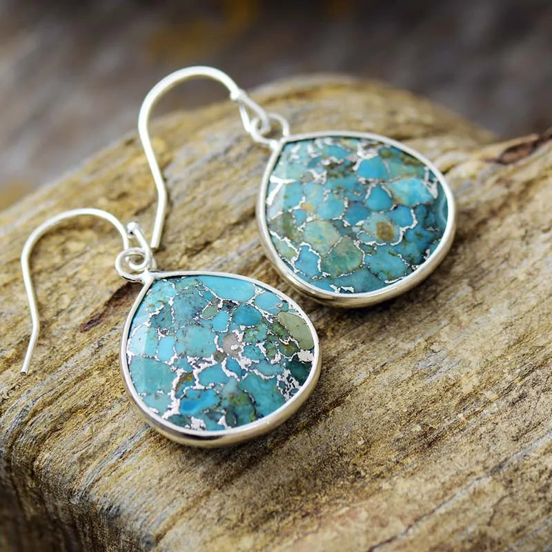 Teardrop Turquoise Cooper Earrings