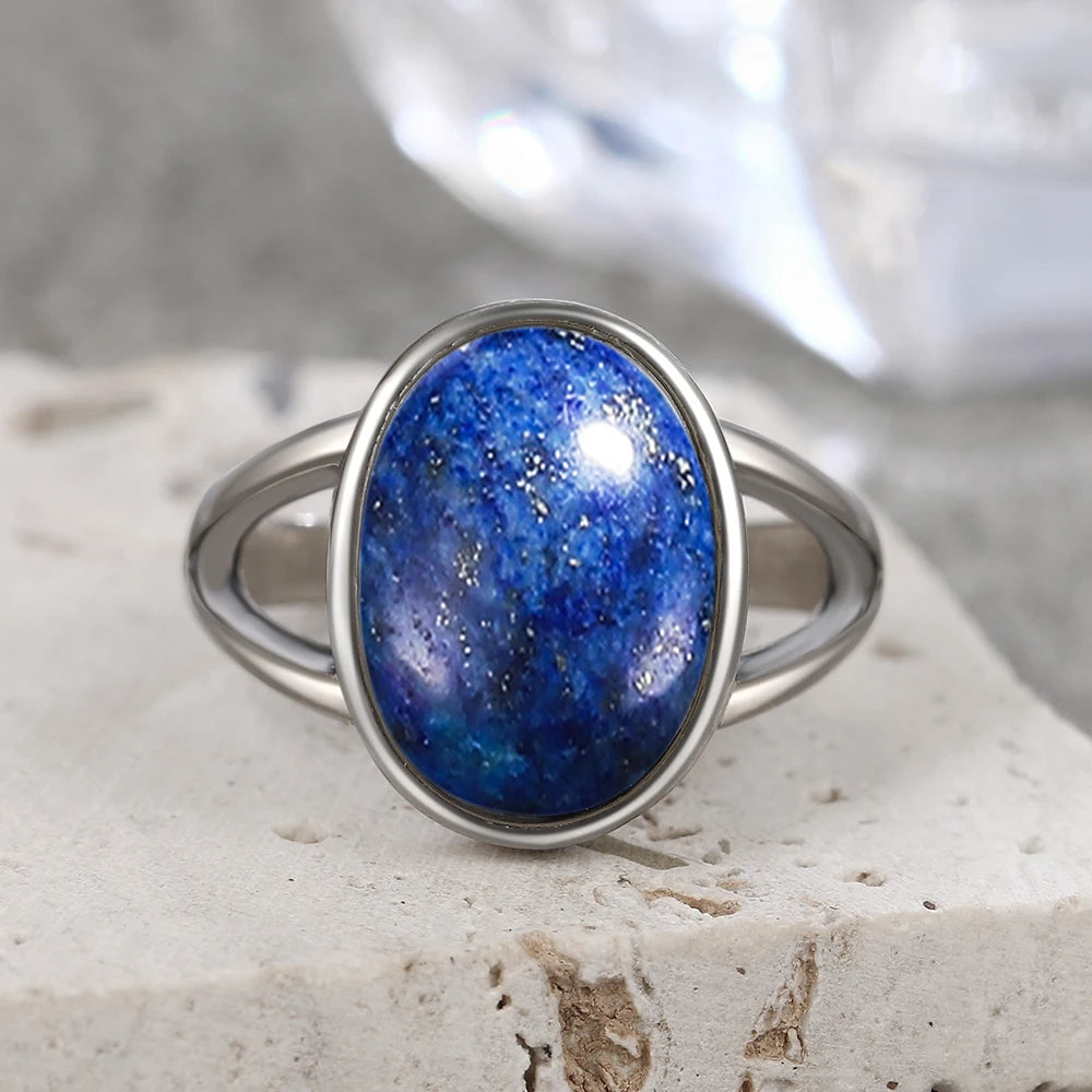 925 Sterling Silver Ring Natural 8-10mm Moonstone Ring