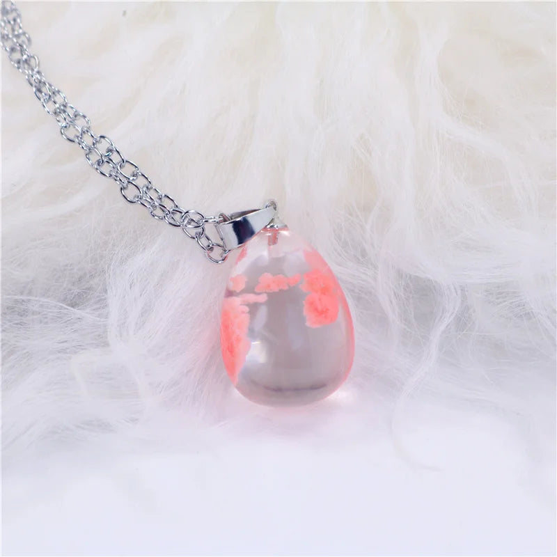 Transparent Resin Ball with Clouds Pendant Necklace in Zinc Alloy - More Styles: Half Moon, Bird