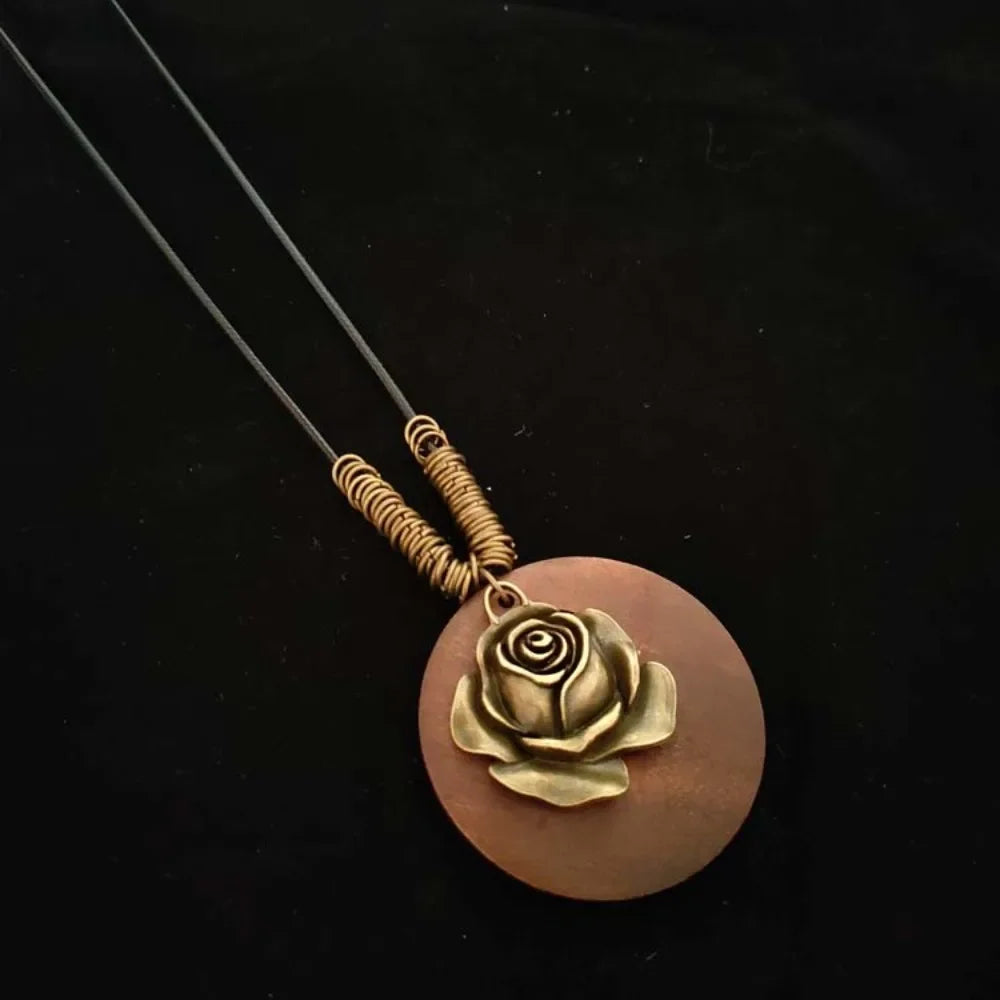 Retro Wooden Pendant Aluminum Alloy Chain Necklace Selection