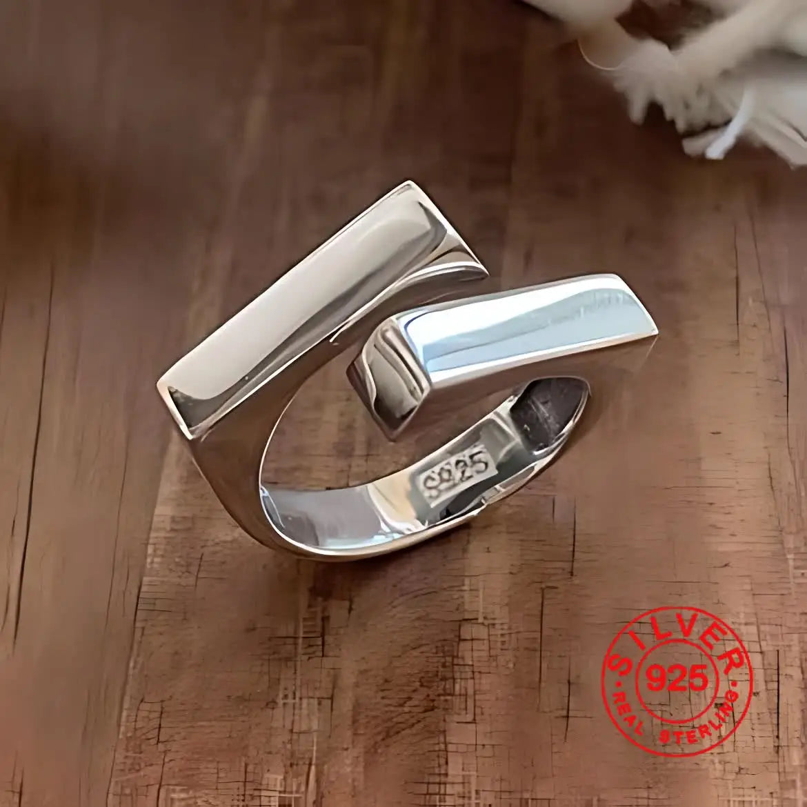 925 Sterling Silver Hug Statement Adjustable Ring