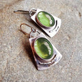Bold Vintage Inspired Oval Moonstone Square Alloy Dangle Earrings