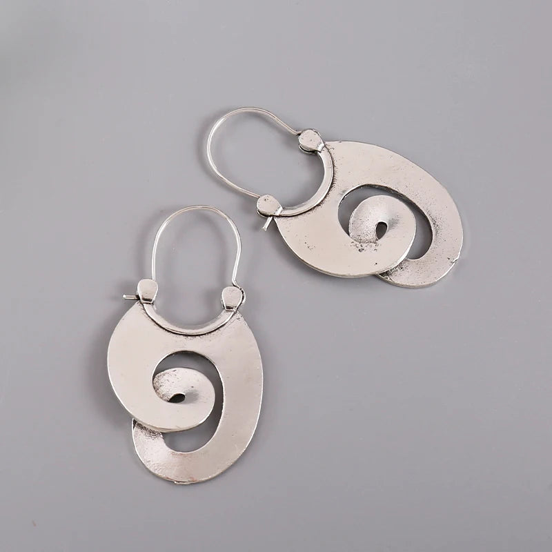 Gypsy Swirl Zinc Alloy Hoop Unusual Bold Earrings