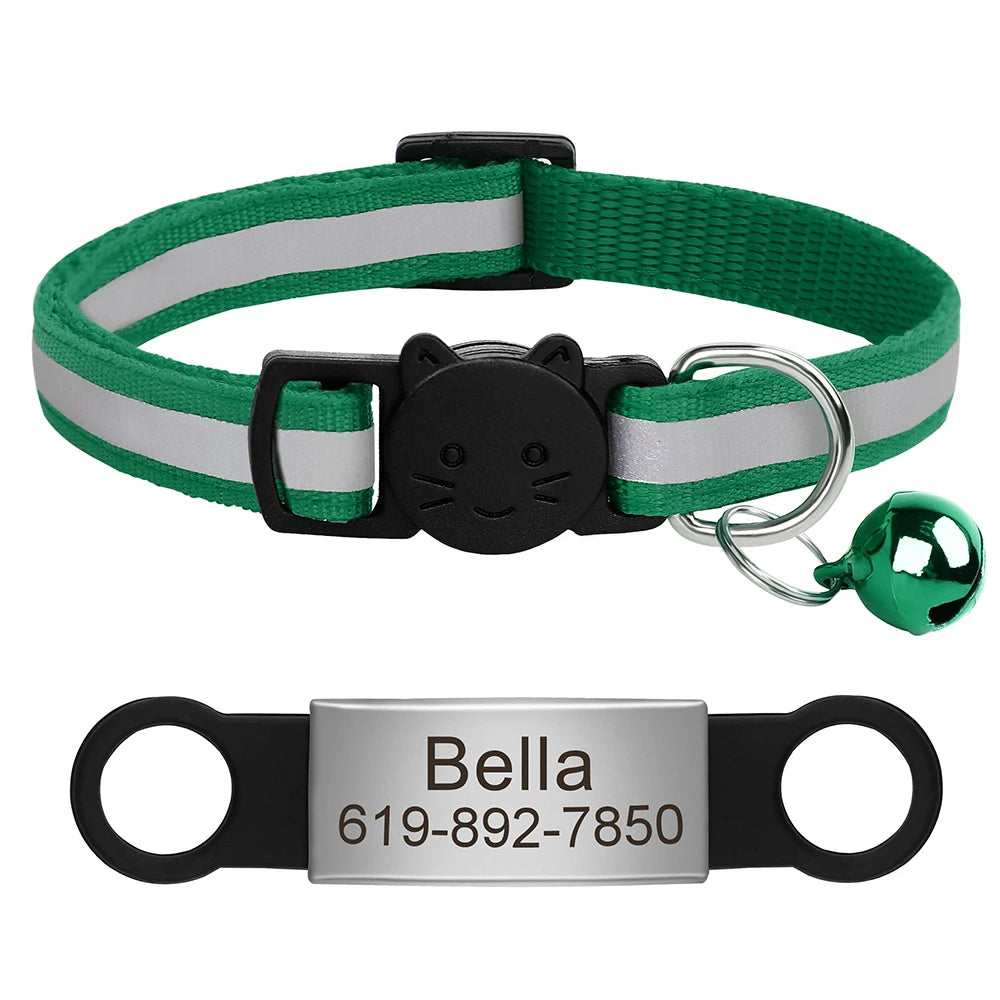Reflective Fabric Pet Collar with Engravable ID Tag