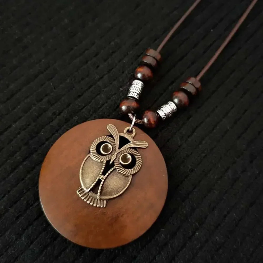 Retro Wooden Pendant Aluminum Alloy Chain Necklace Selection