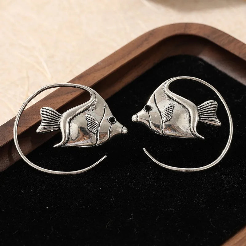 Cooper Alloy Fish Dangle Earrings