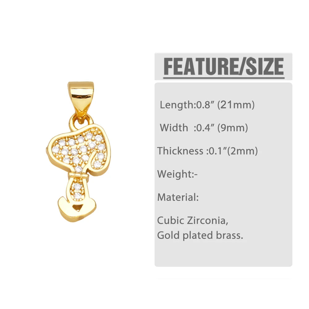 Mini Dog Theme Paw Pendant Gold Plated Copper with Cubic Zirconia Stones - Adorable, Precious