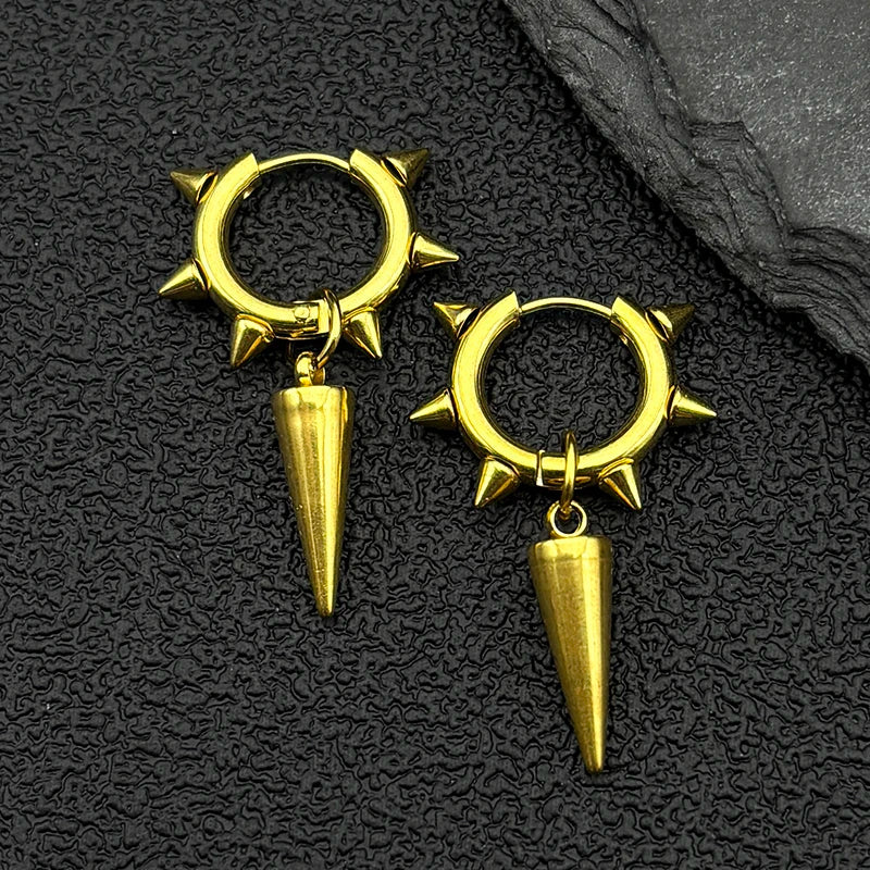 Punk Spike Rivet Goth Hoop Stainless Steel Earrings Collection