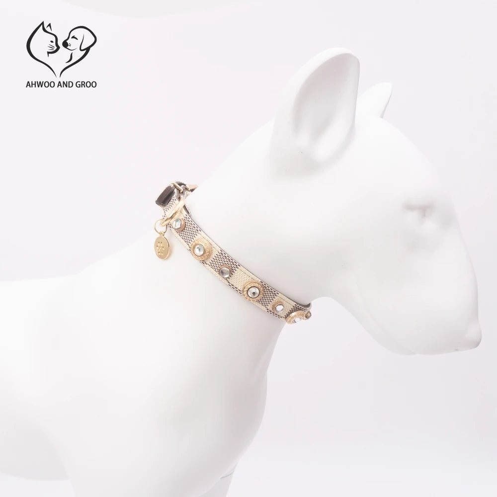 PU Leather Zinc Alloy Collar with Rhinestones & Clover Pendant