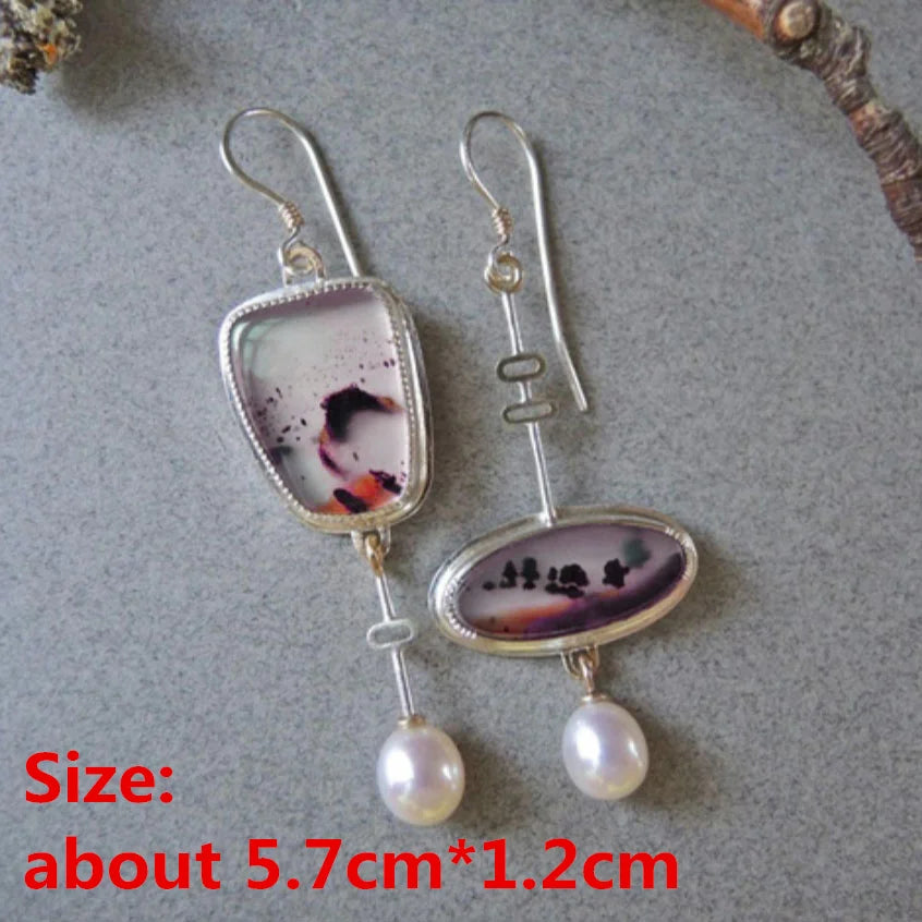 Collection of Zinc Alloy Resin Dangle Earrings - Geometric Asymmetric Boho Trendy Unique