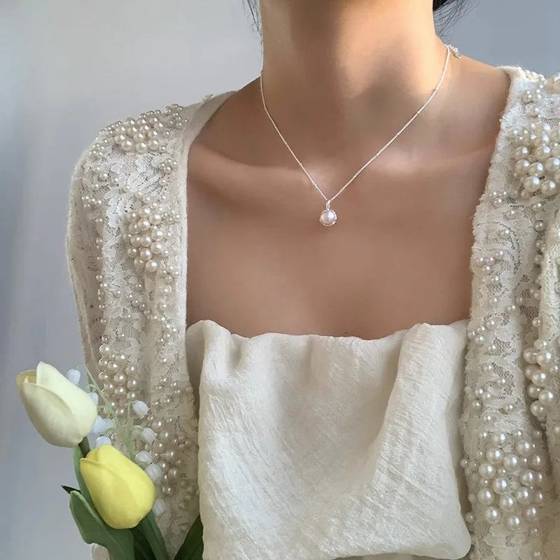 925 Sterling Silver Pearl Pendant Necklace