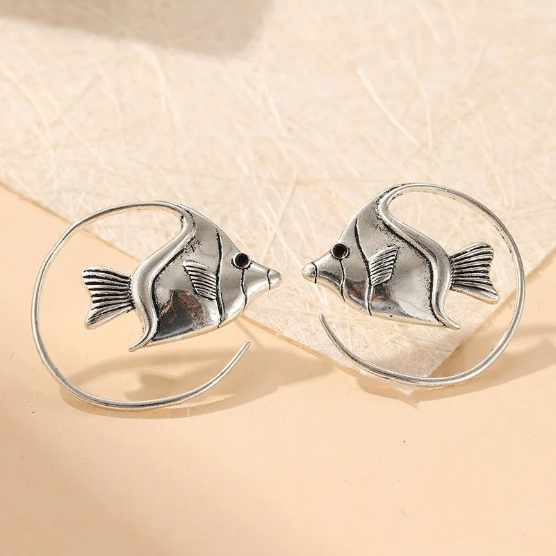 Cooper Alloy Fish Dangle Earrings