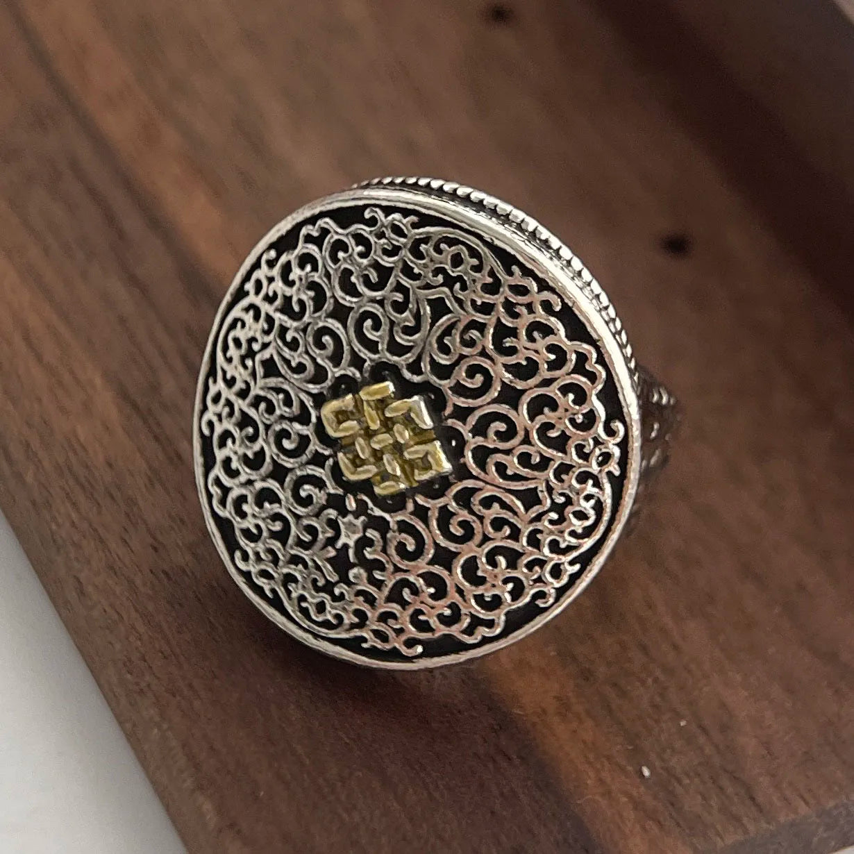 925 Sterling Silver Bold Adjustable Pattern Ring