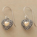 Two-Tone Zink Alloy Heart Dangle Earrings