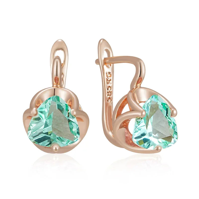 14K Gold Plated Copper Zircon Earrings