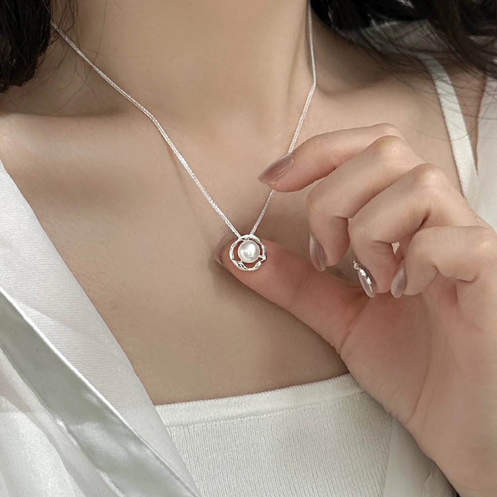 925 Sterling Silver Pearl Pendant Necklace
