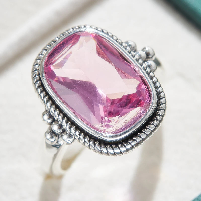Vintage Inspired Large Zircon Zink Alloy Ring