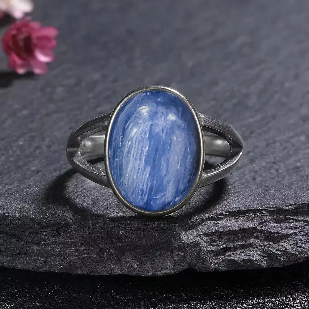 925 Sterling Silver Ring Natural 8-10mm Moonstone Ring