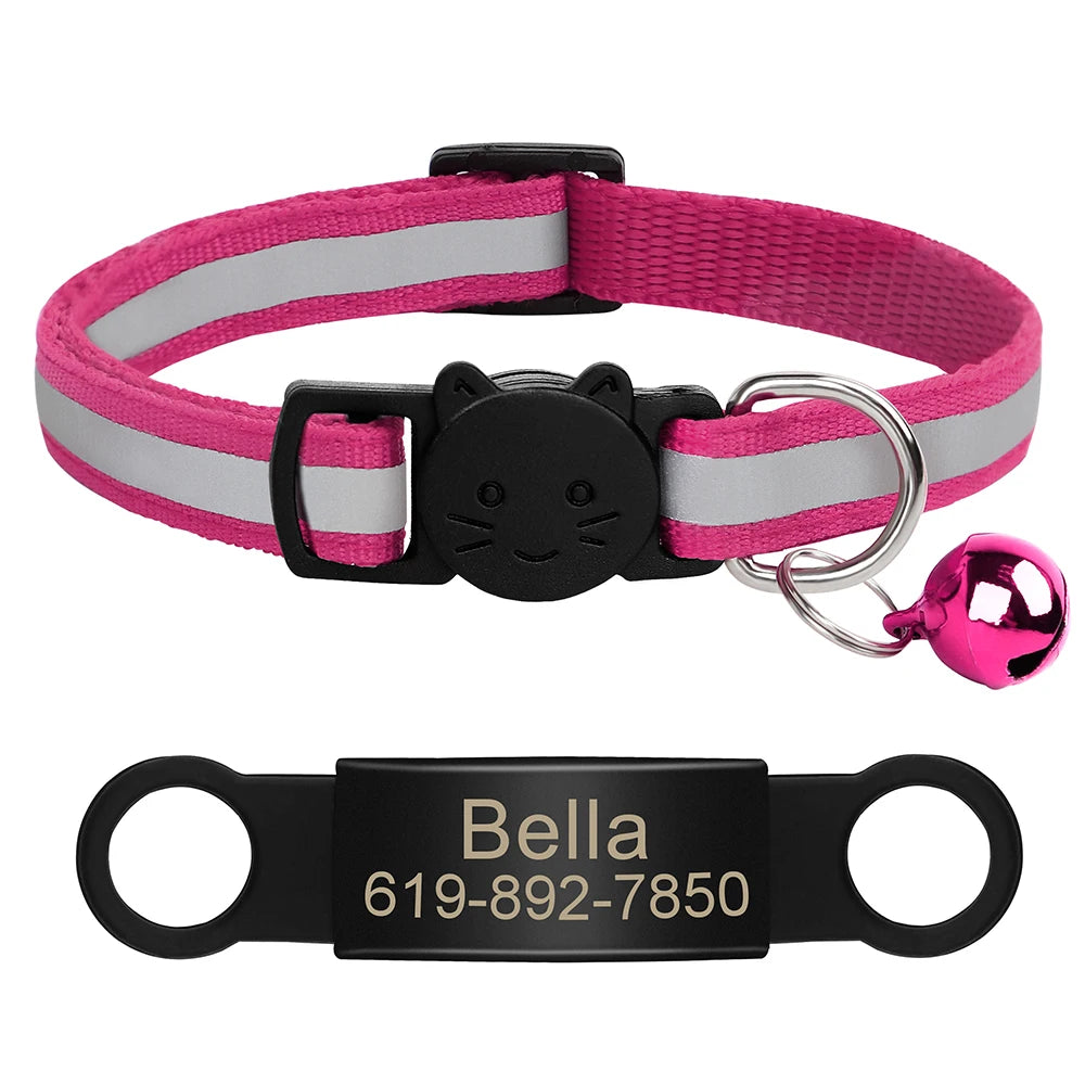 Reflective Fabric Pet Collar with Engravable ID Tag